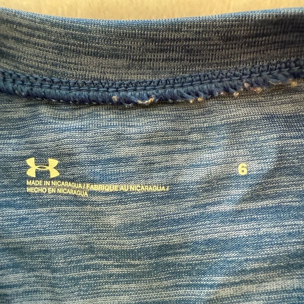 Under Armour Kids Blue and Green Logo Long Sleeve Tee